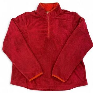 Women's Horny Toad Red Fleece Half Zip Pullover Size Medium Soft‎ Warm